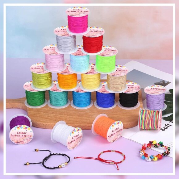 Nylon String for Bracelets, 20 Rolls Chinese Knotting Cord Nylon Beading Thread - Picture 2 of 7